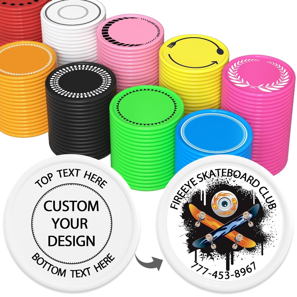 200-1000 Custom Plastic Poker Chips, Full Color Double-Sided Printed Drink Tokens, Customize Images/Logo/Text - 9 Vibrant Colors with Storage Case, Custom Tokens for Bar, Party, Events (White)