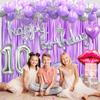 10th Birthday Decorations for Girls -Lavender Purple Silver Butterfly Happy 10th Birthday Decor Set with Banner, Number 10 Balloons, Balloon Arch Kit for 10 years old Bday Party view 3