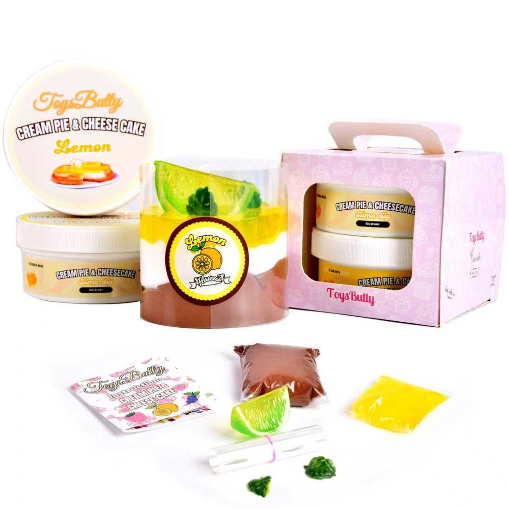 FINOCLAY Slime Kit for Girls, 2 Pack Scented Butter Slime with Fruit Charms, Soft & Non-Sticky DIY Cake Making Set in Gift Box,Non-Toxic Fun Sensory Toys Gift for Kids Holiday Birthday Party