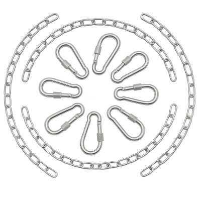 4 Pack 25in Hanging Swing Chain with 4 Carabiners, 440LB Capacity Hanging Kits Heavy Duty Hanging Chair Hardware for Hammock Swing Hanging Chair Punching Bags Sandbag Indoor Outdoor Yoga Gym (Silver)