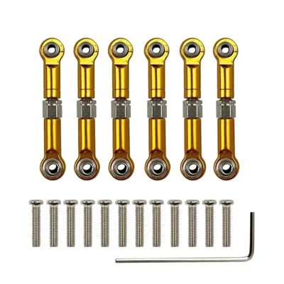 Compatible with Wltoys A949 A959 A969 A979 K929 1/18 RC Car Upgrade Parts Metal Adjustable Linkage Pull Rod Servo Link RC Tie Link Rods(Yellow)