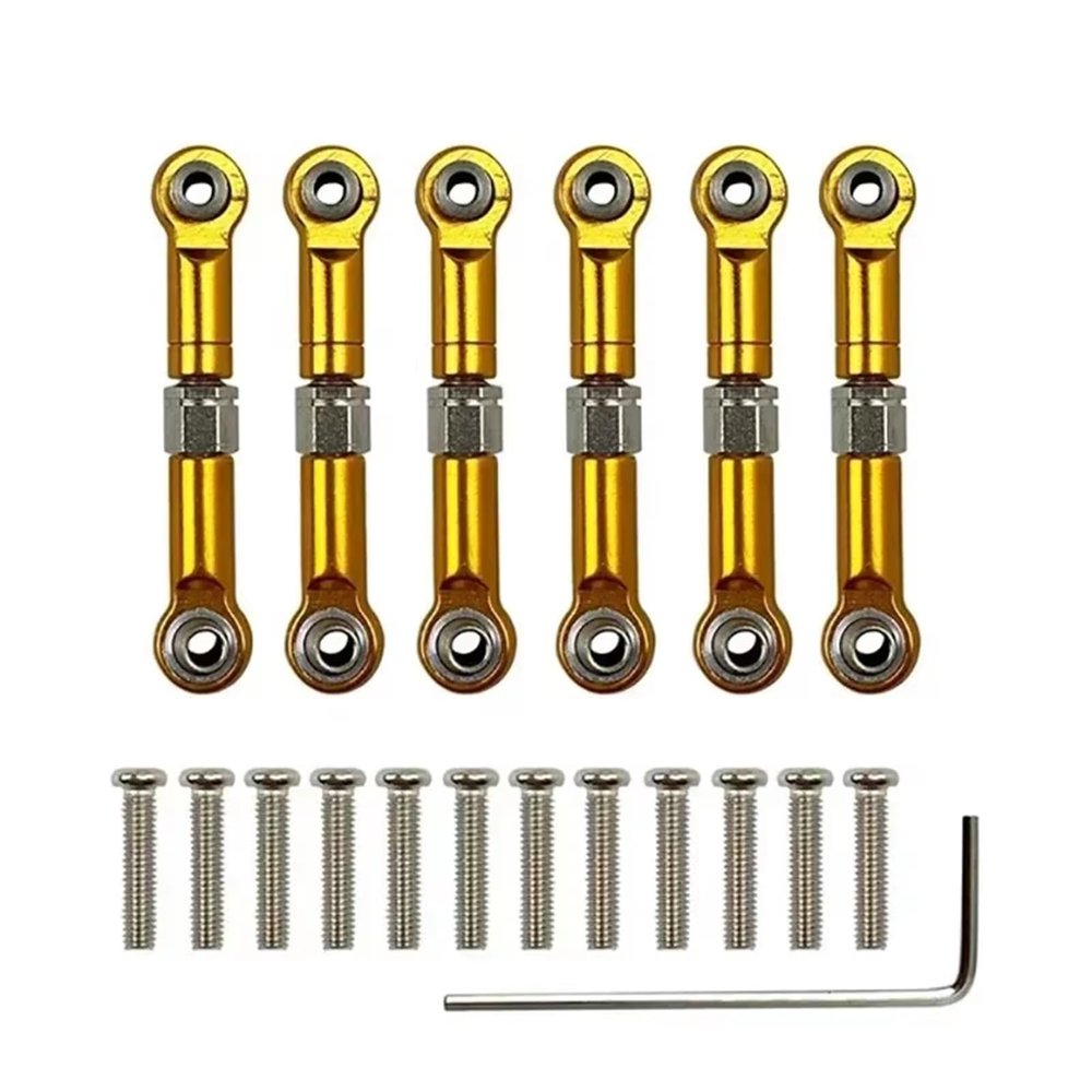 Compatible with Wltoys A949 A959 A969 A979 K929 1/18 RC Car Upgrade Parts Metal Adjustable Linkage Pull Rod Servo Link RC Tie Link Rods(Yellow)