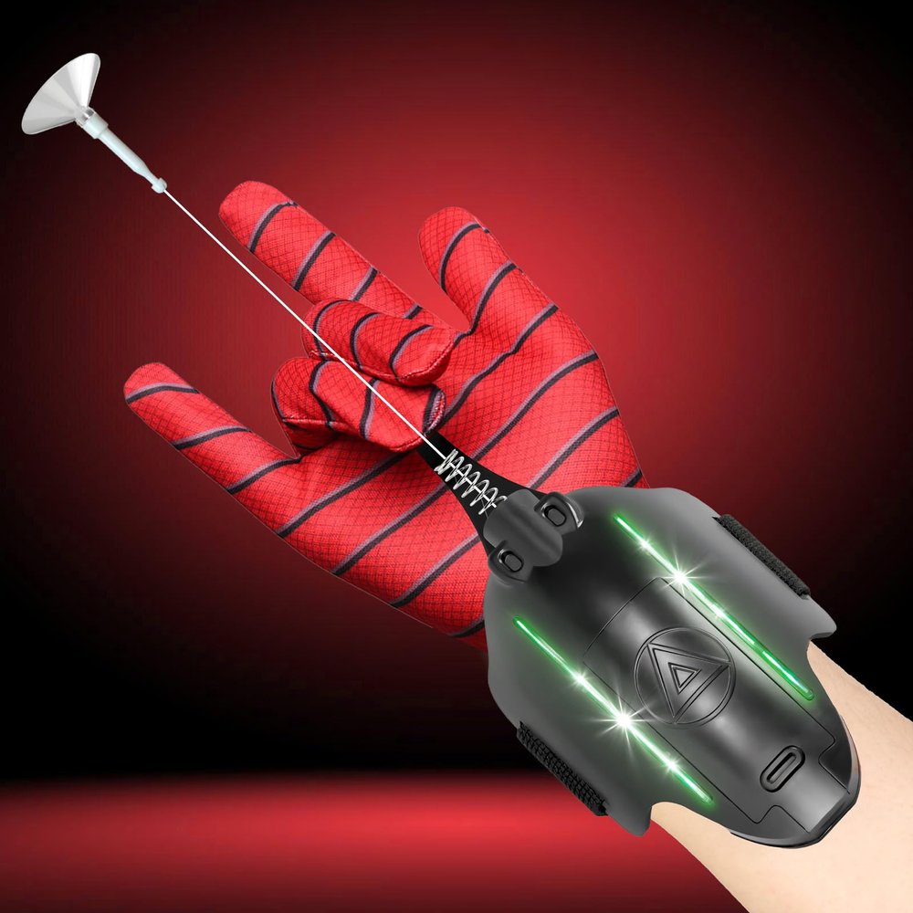 Spider Web Shooter with LED Light - 3.0 Spider Web Launcher Toy, Cool Gadget Web Blaster for Superhero Role Play