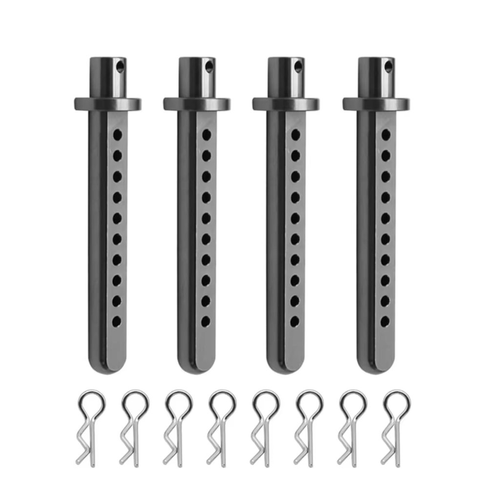 RC Car Upgrade Parts for Axial for SCX10 1/10 RC Crawler Vehicle Parts Accessories 4 Pcs Aluminum Body Post Mounting Car Shell with R Clamp Fixing Post(Titanium)