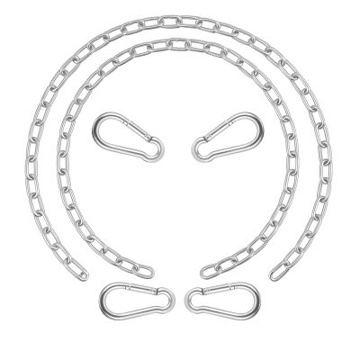 2 Pack 44in Hanging Swing Chain with 4 Carabiners, 660LB Capacity Hanging Kits Heavy Duty Hanging Chair Hardware for Hammock Swing Hanging Chair Punching Bags Sandbag Indoor Outdoor Yoga Gym (Silver)