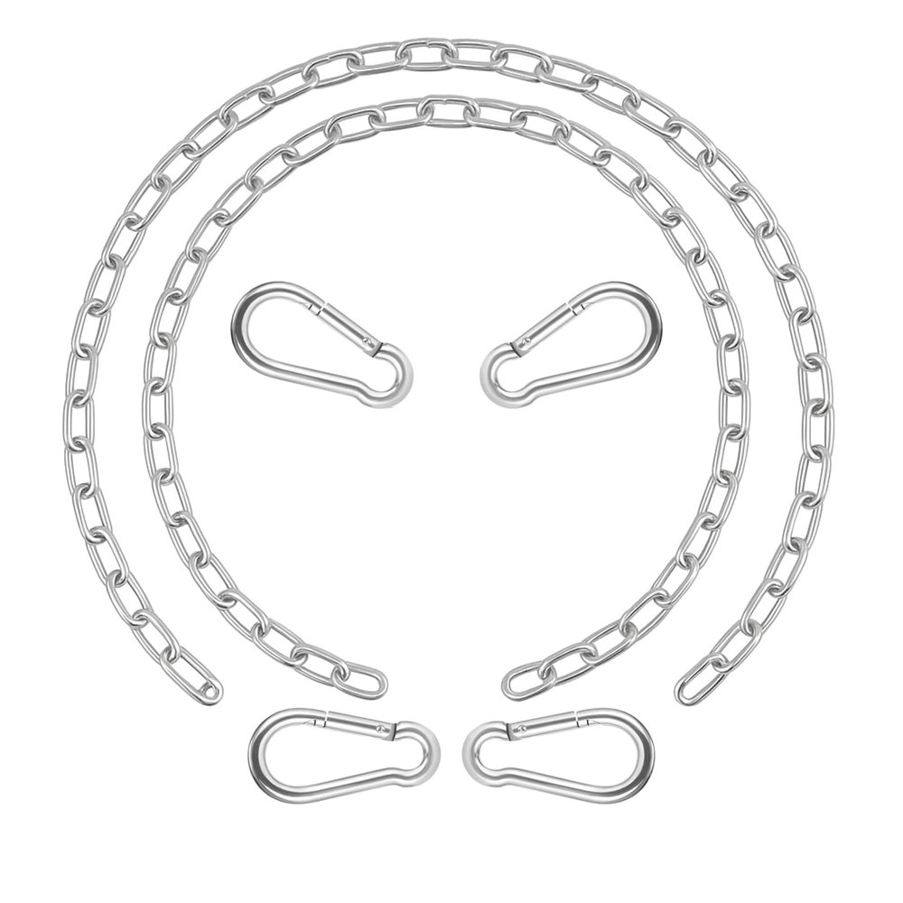2 Pack 44in Hanging Swing Chain with 4 Carabiners, 660LB Capacity Hanging Kits Heavy Duty Hanging Chair Hardware for Hammock Swing Hanging Chair Punching Bags Sandbag Indoor Outdoor Yoga Gym (Silver)