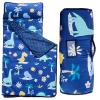 Toddler Nap Mat with Pillow and Fleece Blanket,Ultra Soft Portable Slumber Bags for Girls,Kids Sleeping Bags with Rollup Design, Perfect for Preschool,Daycare,Kindergarten,-Dinosaur view 1
