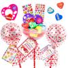 28 Pack Valentines Day Gifts for Kids Classroom  Giant Lollipop Stationery Sets with Valentine Cards, Pencils, Erasers, Stickers, Rulers & Sharpeners, Cute Non-Candy School Exchange Party Favors view 1