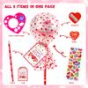 28 Pack Valentines Day Gifts for Kids Classroom  Giant Lollipop Stationery Sets with Valentine Cards, Pencils, Erasers, Stickers, Rulers & Sharpeners, Cute Non-Candy School Exchange Party Favors view 3