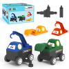 Magnetic Tiles Truck Toddler Toys 3 4 5 Year Old Boys Girls, Magnetic Blocks Electric Engineering Vehicle - 2 Car Bases and 4 Car Bodies. Compatible with Traversable on Magnet Roads. view 1