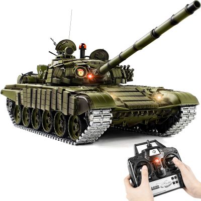 1/16 RC Tank, Heng Long Soviet Union T-72 model Army Toy with Smoke, Sound, Light, 2.4G Remote Control Tank That Shoot with Upgraded Metal Track, Idler and Sprocket Wheel, Steel Gearbox, Two Batteries