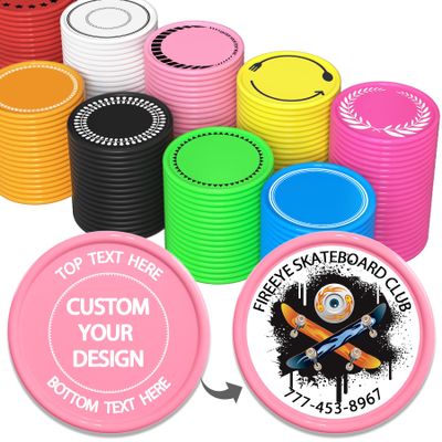 200-1000 Custom Plastic Poker Chips, Full Color Double-Sided Printed Drink Tokens, Customize Images/Logo/Text - 9 Vibrant Colors with Storage Case, Custom Tokens for Bar, Party, Events (Pink)