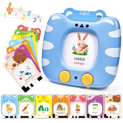 JoyCat Spanish & English Bilingual Talking Flash Cards for Toddlers 1-5, 454 Words with Durable Thick Cards, Easy to Slide in and Out, Speech Therapy Toys, Birthday Gifts for Boys Girls