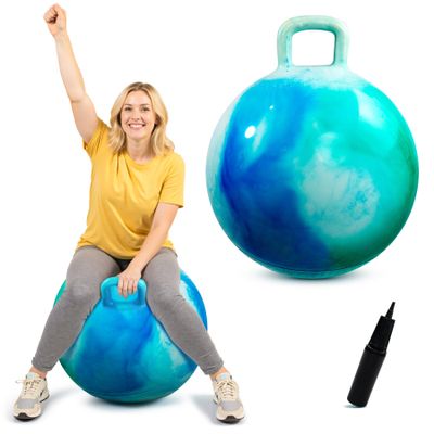EVERICH TOY Hopper Ball for Adults & Teens 16+, 28 in Bouncy Ball with Handle, Sit On Hippity Hop Exercise with Air Pump, Active Play for Family Activities & Indoor/Outdoor Sports