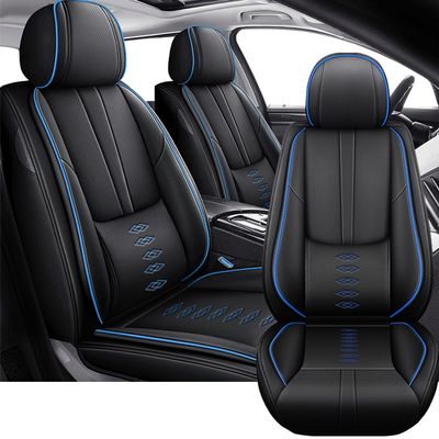 2 Front Car Seat Covers for Mercury Grand Marquis 2000-2010 Waterproof Seat Covers with Lumbar Support Nappa Leather Wear-Resistant Car Seat Cover for Mercury Grand MarquisBlack&Blue-Standard