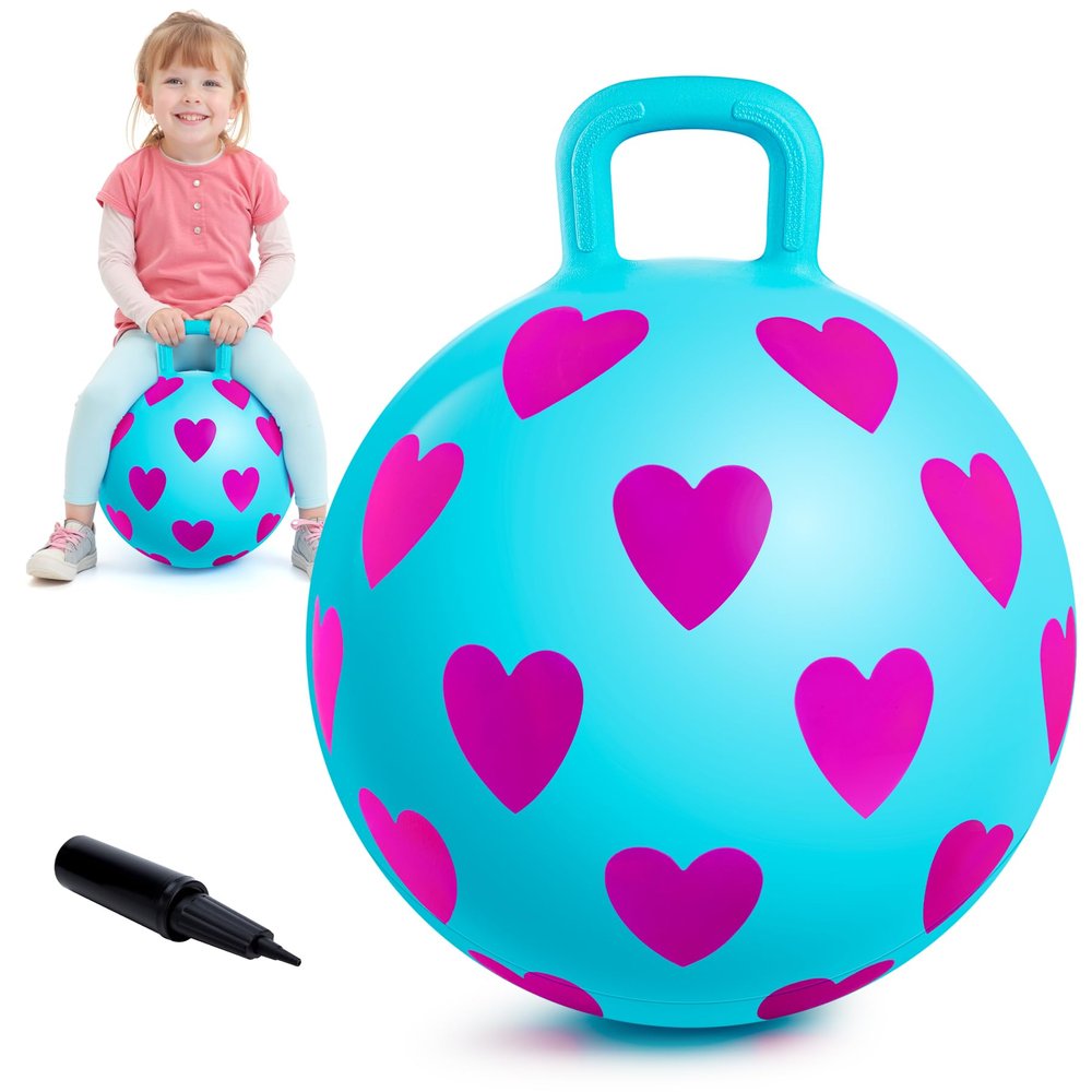 EVERICH TOY Hopper Ball,15In Sit On Bouncy Balls with Handle, Purple Heart Girls Toys for Indoor Outdoor Active Play Toys, Best Inflatable Balance Hopping Toys for Girls Boys Gifts 3 4 5 6 Yr Old