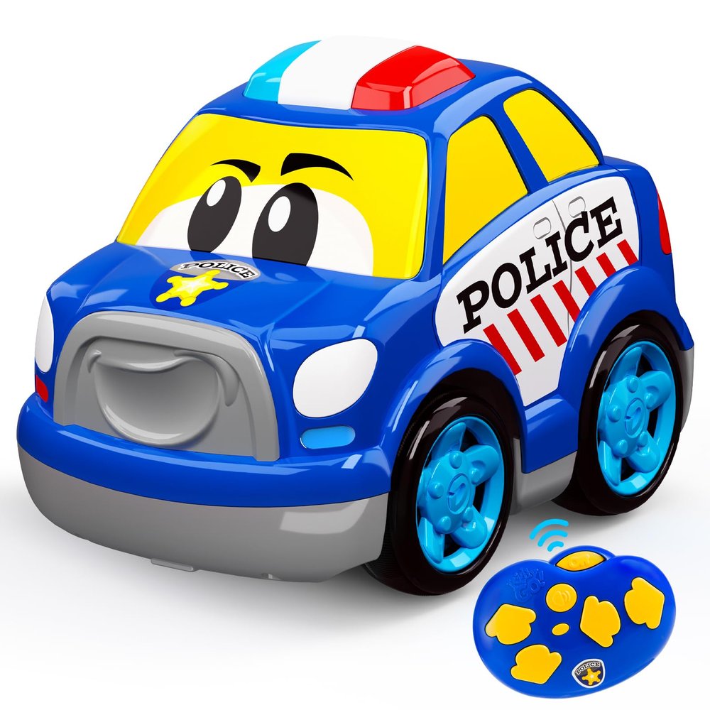 AEROQUEST Remote Control Emergency Rescue Vehicle for Toddlers 1-3 RC Police Cars with Sirens Sound and Light Toy Police Car for Kids 3-5 Year Old 2.4G Cartoon Cars Boys&Girls Gifts for Birthday