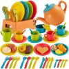 Buyger Play Kitchen Accessories, Play Dishes Plates and Utensils Tea Party Set Food Dessert Toys Gifts for Ages 3 4 5+ Years Old Kids Toddler Children view 1