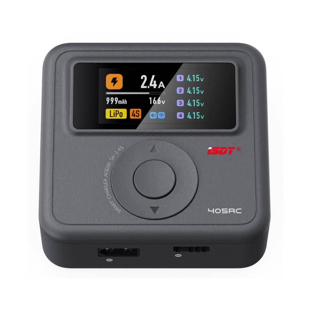 HTLNUZD ISDT 405AC 60W 5A Smart Charger with XT60 Port Compatible for 1-4S Life/LiHv/LiPo, 1-7S Lead Acid, 1-12S NiMH/NiCd Batteries