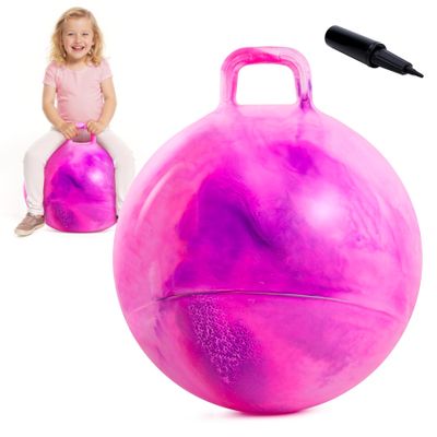 EVERICH TOY Hopper Ball for Kids, 20In Ride On Bouncy Balls with Handle, Purple Pink Clouds Girls Toys for Indoor Outdoor Active Play, Best Kids Toys for 7 8 9 10 11 12 Yr Old Girls Boys Gifts