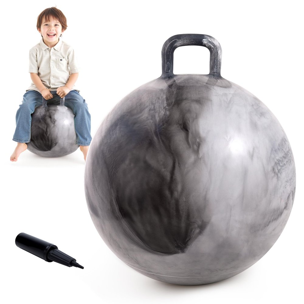 EVERICH TOY Hopper Ball for Kids, 18In Ride On Bouncy Ball with Handle, Grey Clouds Boys Girls Toys for Indoor Outdoor Active Play Toys, Best Christmas Boys Girls Gifts for 4 5 6 7 8 Yr Old