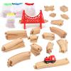 WudBudz Wooden Train Tracks 60 Piece Set, Track Expansion Accessories for Toddlers 3-5 - 100% Compatible with All Major Brands Including Thomas & Brio Wooden Railway System view 1