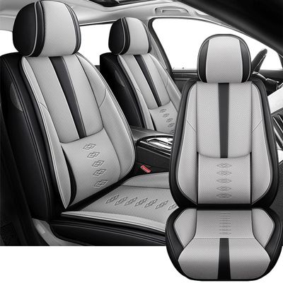 2 Front Car Seat Covers for Mercedes-Benz GLS 450 2017-2024 Waterproof Seat Covers with Lumbar Support Nappa Leather Wear-Resistant Car Seat Cover for Mercedes-Benz GLS 450Black&Gray-Standard