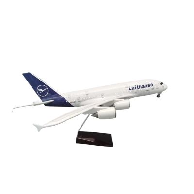 DBMROVUL Toy Airplane New 1/160Scale for Air Airbus A380 Lufthansa Replica Resin Model Aircraft Collectible Aviation Enthusiast Enthusiast Christmas Birthday Gifts(Color: with Lamp)