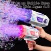 Deserthome Bubble Gun, Upgraded 125 Holes Bubble Guns for Wedding, Pink Bubble Machine for Kids Age 3 4 5 6 7 8 9 10 11 12 Year Old, Big Bubble Blower Gun with Lights, Easter Outdoor Party Favors view 3