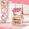 OHKIDS Ice Cream Cart Playset, 2 in 1 Wooden Grocery Store with Display Shelves, Large Wheels, Toddlers Pretend Play Food Truck, Kids Ice Cream Stand, Gift for Boys Girls Age 3+ view 2