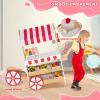 OHKIDS Ice Cream Cart Playset, 2 in 1 Wooden Grocery Store with Display Shelves, Large Wheels, Toddlers Pretend Play Food Truck, Kids Ice Cream Stand, Gift for Boys Girls Age 3+ view 3