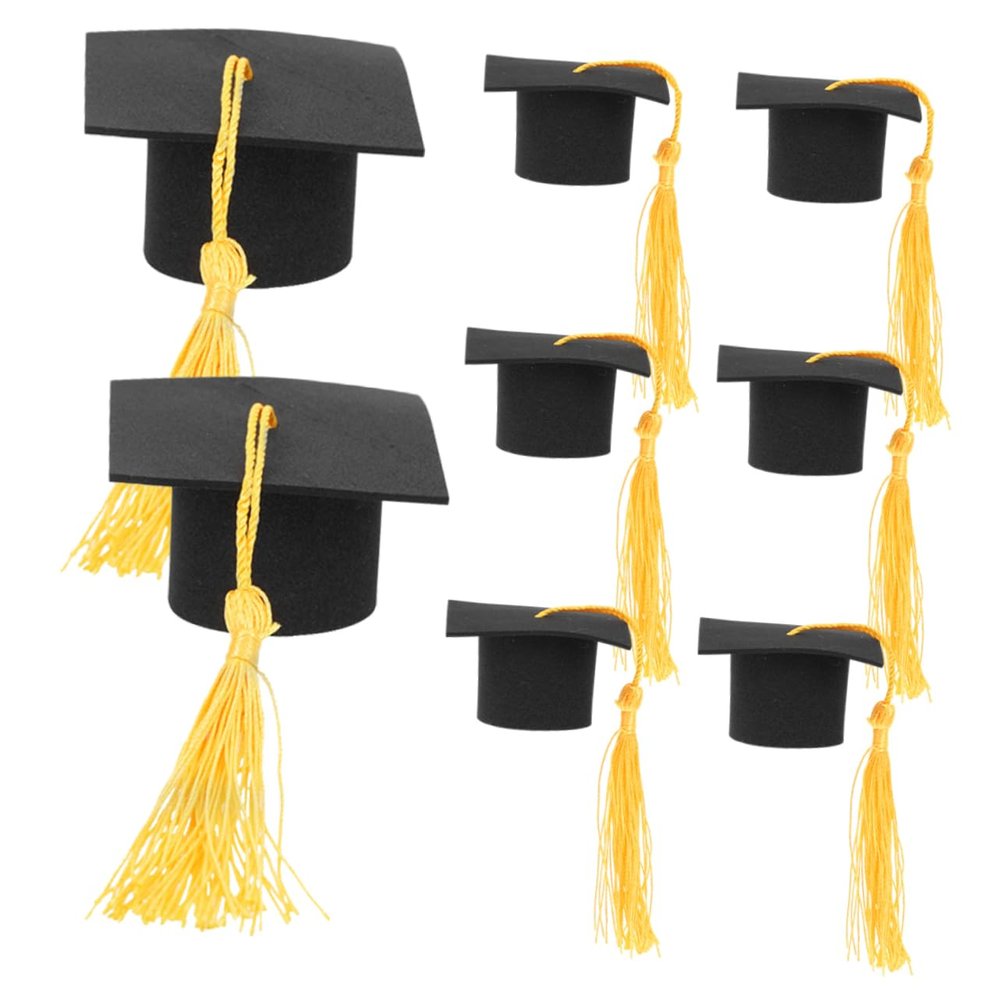 FOYTOKI 8pcs Graduation Cap Cake Toppers Tassels for Graduation Party Decorations Hat Picks for and Desserts for Celebrating Graduates