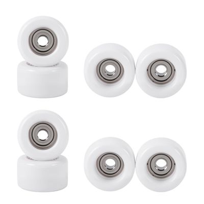 FINGERINSPIRE 8 PCS Polyurethane Fingerboard Bearing Wheels 0.29x0.18inch White Plastic Fingerboard CNC Lathed Bearing Wheels for Mini Skateboard