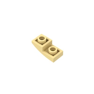 Gobricks 24201 Arched Brick Slope Curved 2x1 Inverted, Light Yellow, 50 pcs