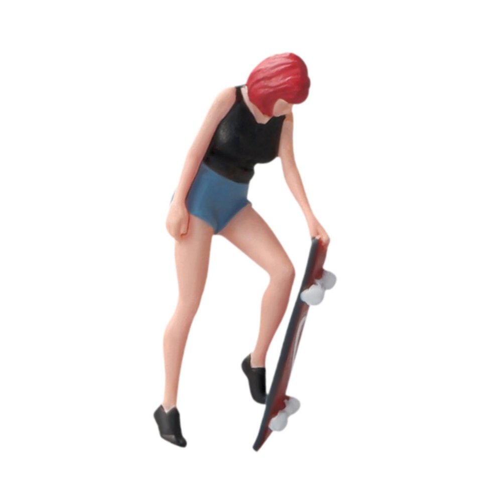Menolana 1/64 Miniature Figure People Figure Painted Tiny People Figurine Skateboard Girl for Diorama Architectural Projects Ornament