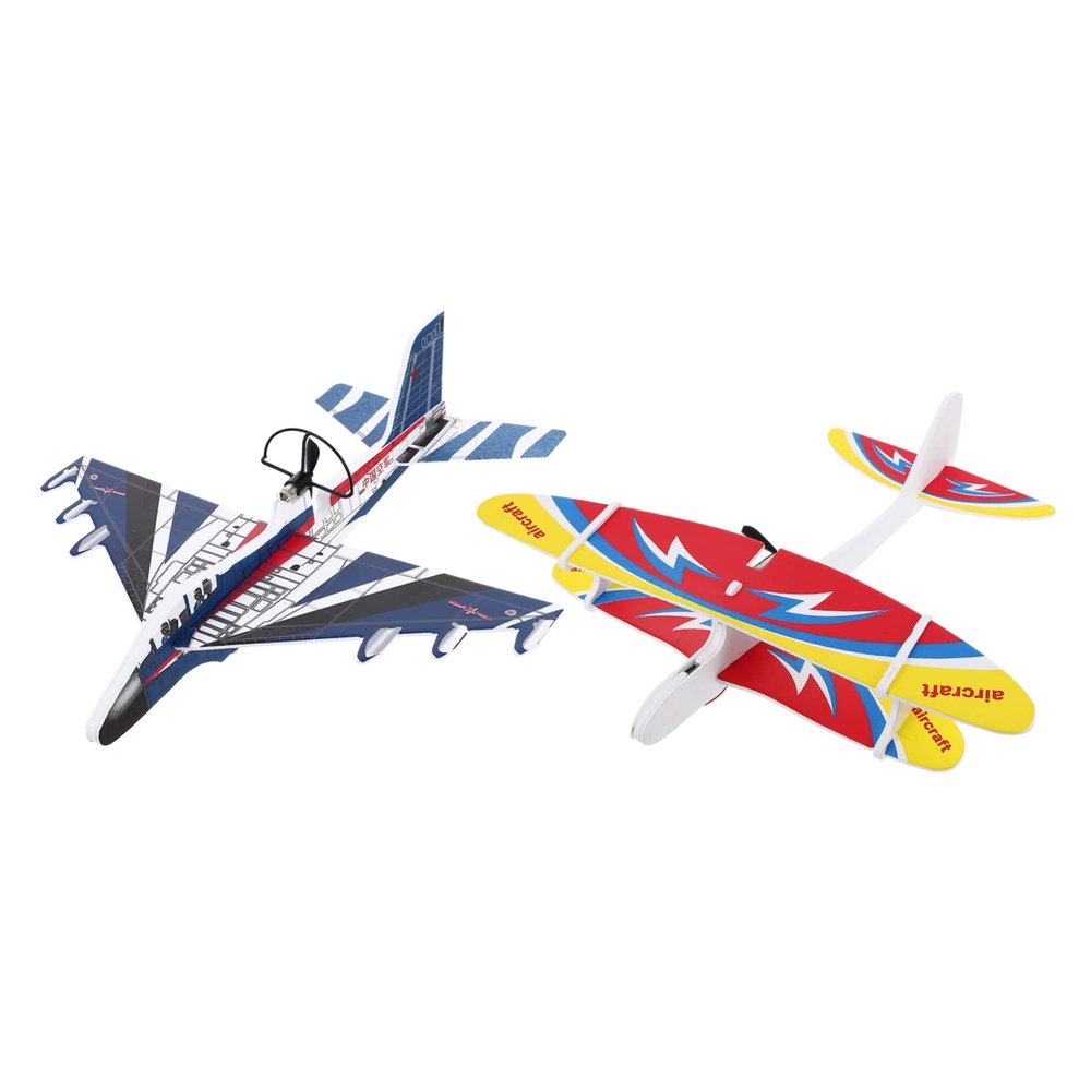 Abaodam 2pcs USB Rechargeable Led Airplane Model Toy Lightweight Electric Foam Glider for Boy Girl Easy to Assemble Fun Outdoor Plaything for Boys and Girls Nighttime Glow Feature
