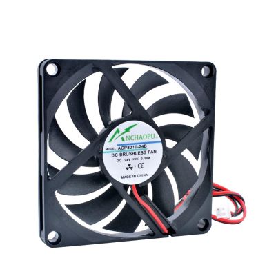 ACP8010 8cm 80mm Fan 80x80x10mm DC5V 12V 24V 2 Wires 2pin for Chassis Power Supply Charger Inverter Cooling Fan(24V Double Ball)