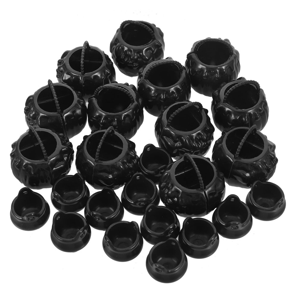 SHOWERORO 1set Mini Cauldron Kettles for Halloween Decor Witch Buckets and Cauldron Pots for Dollhouse Party Decorations and Creative Crafts
