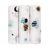 100% Muslin Cotton Baby Receiving Cloths, 3-Pack, 27x27 in (70x70cm), Soft & Gentle for Newborns, Sensitive Skin Safe, For Feeding, Burping & Comfort, 0+ Months (Spaceship/Teddy Bear/Clouds) view 1