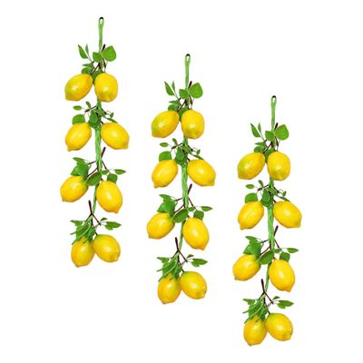 CORHAD 3pcs Artificial Lemon Skewers Faux Fruit Decor Realistic Lemon Models for