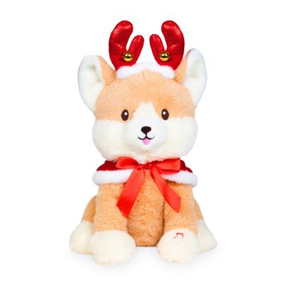Cuddle Barn - Jingle Paws | Animated Christmas Musical Plush Toy - Shiba Inu Puppy Barks Deck The Halls and Twirls, Gift for Toddlers, Kids, Adults - 13 inches
