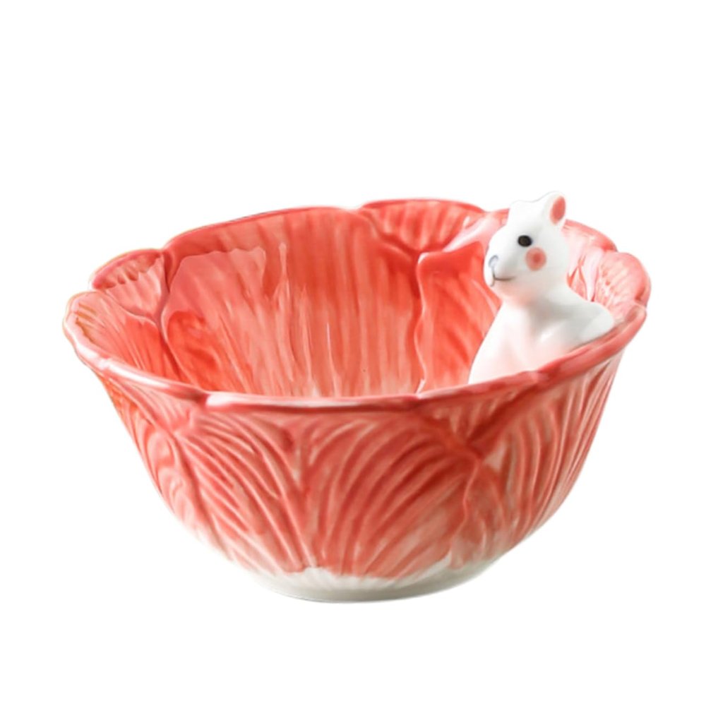 FUNOMOCYA Non-slip Ceramic Bowl Set Rabbit Bowls for Kids Smooth Edges Perfect for Parties