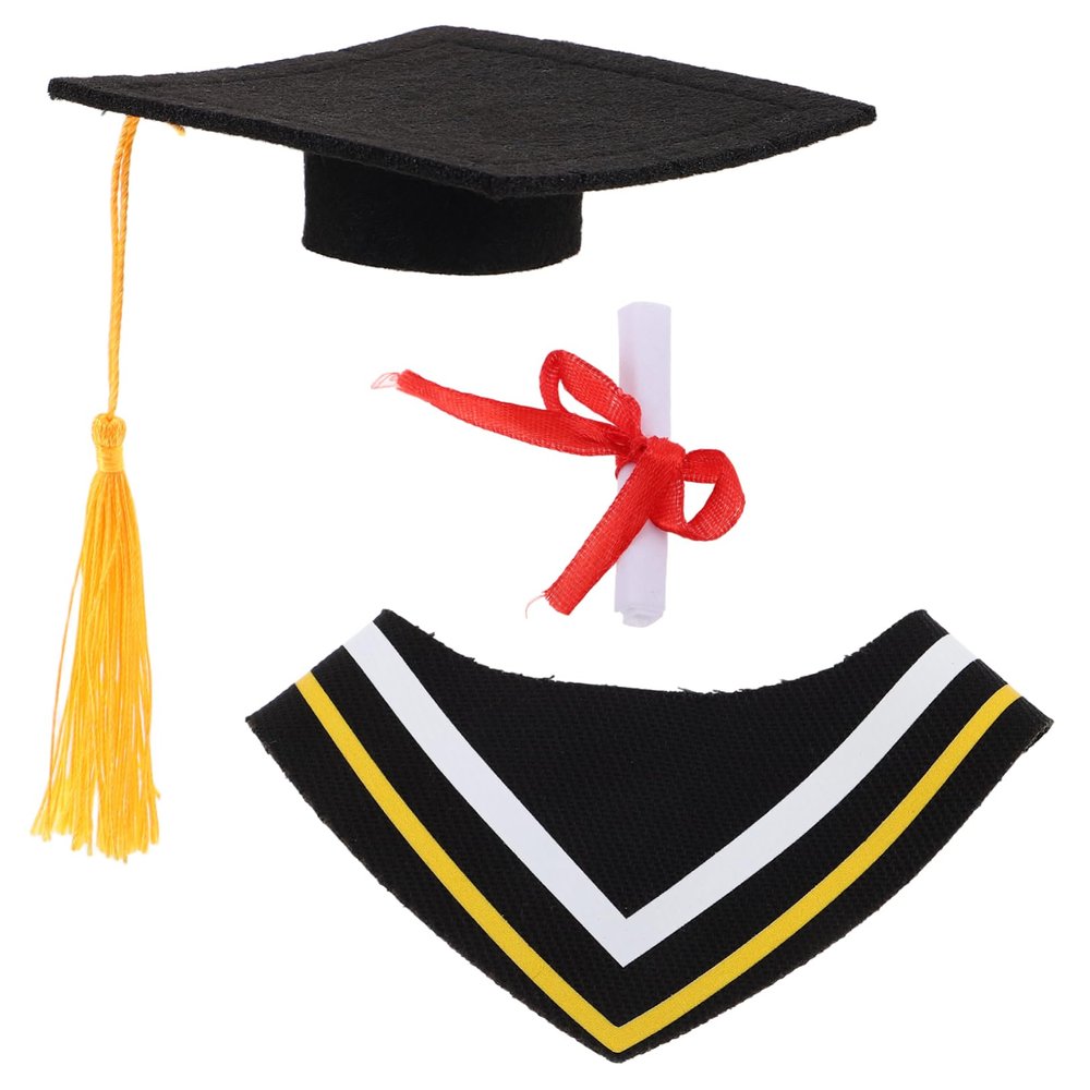 ABOOFAN Graduation Cap Gown Set Tiny Plush Animal Bear Outfit Bachelor's Degree Toy Soft Fabric 30cm