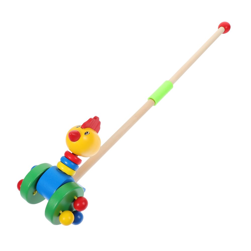 BRIGHTFUFU Wooden Animal Design Pushing Cart for Boy Girl Safe Lightweight Boy Girl Walker Toy for Learning to Walk Wooden Construction