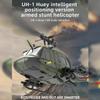 C032 UH-1 Huey RC Helicopter for Adults, 1/48 Scale 2.4G 6CH Flybarless Stunt RC Plane 6-Axis Gyroscope Optical Flow Positioning, TOF Lidar Height Setting for Beginners (Dark Blue(2 Batteries)) view 3