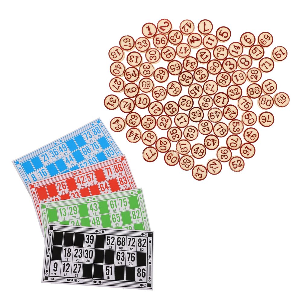 DECHOUS Bingo Chess Game Interactive Wooden Party Game with Number Cards and Pawns for Math Learning and Fun Gatherings Compact and Portable Design