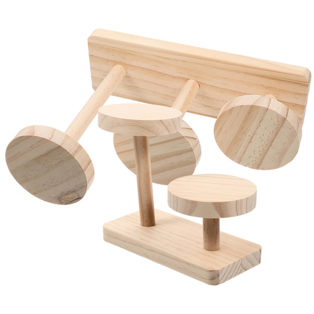Levemolo 2pcs Wooden Display Stand Figures Tiered Tabletop Holder and Easy to Install for Organizing Collectibles and Jewelry Natural Wood Finish