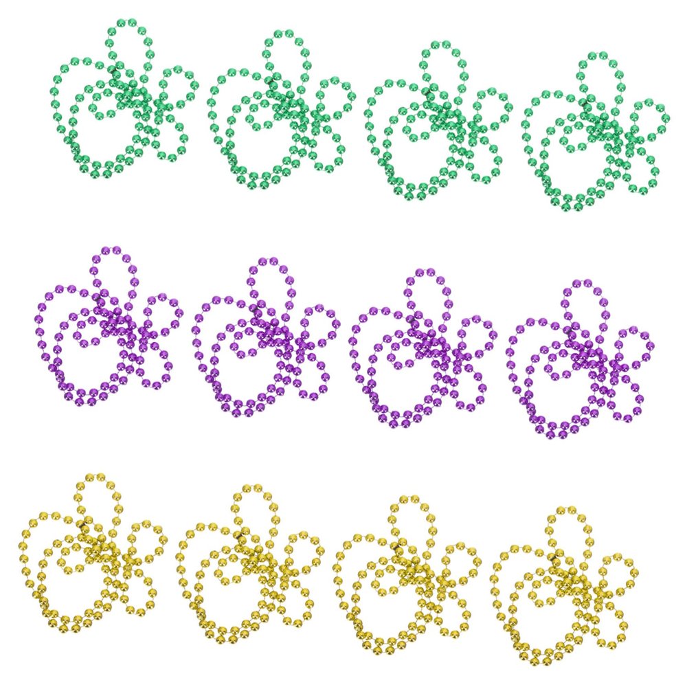 PERSELOSO 12pcs Gras Day Bead Chain Necklace Festival Jewelry for Parties Celebrations Lightweight Comfortable Party Accessory