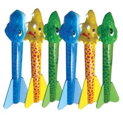 Stomp Rocket Dino-Soar Rocket Refills, 6 Rockets - Replacement Dinosaur-Themed Soft Foam Rockets for Launcher - Fun Backyard & Outdoor Kids Toys Gifts for Boys & Girls