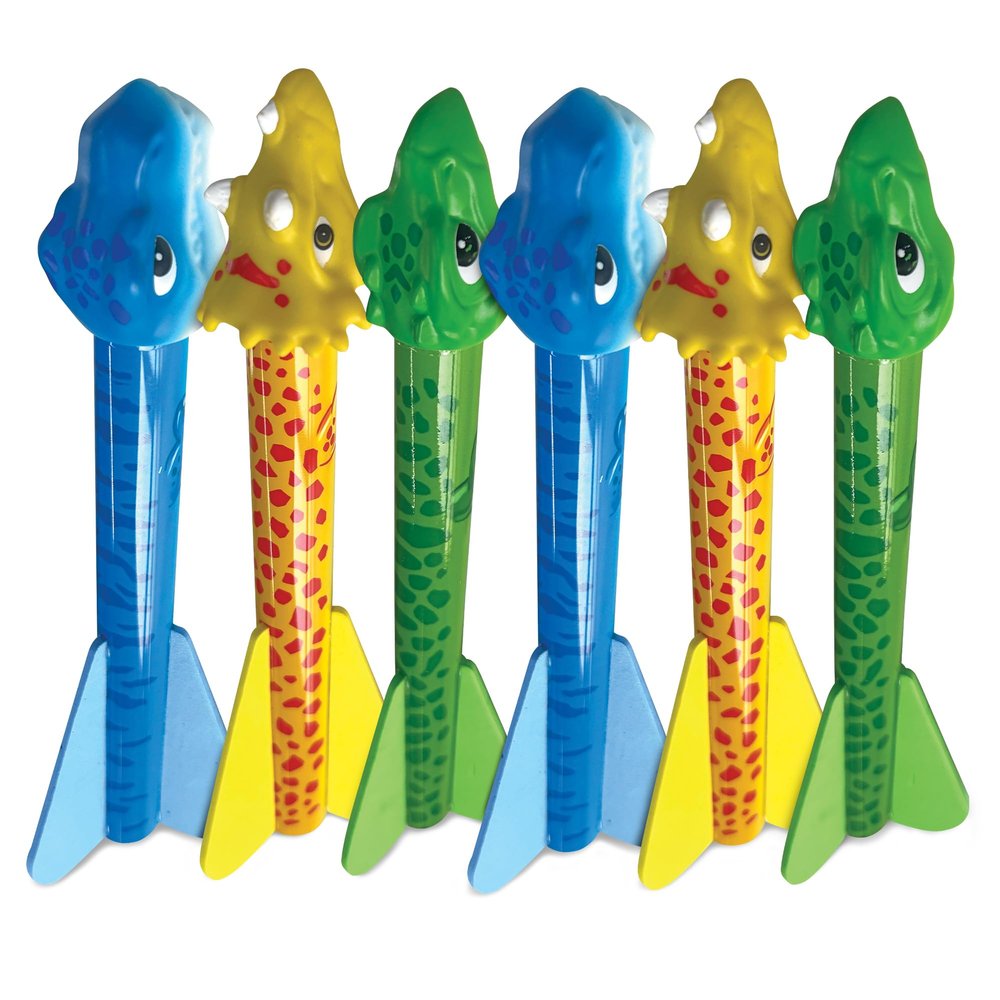 Stomp Rocket Dino-Soar Rocket Refills, 6 Rockets - Replacement Dinosaur-Themed Soft Foam Rockets for Launcher - Fun Backyard & Outdoor Kids Toys Gifts for Boys & Girls